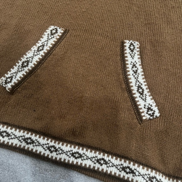 [S/M]Peru Alpaca Wool Brown Camel Patterned Sweater - Picture 3 of 5